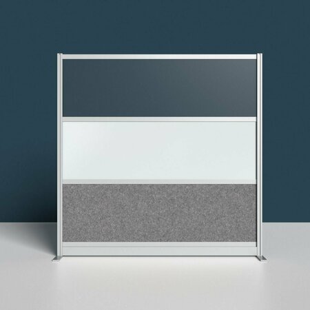 Luxor Modular Wall Room Divider System - Silver Frame - 70in. x 70in. Starter Wall - Wide Paneling MW-7070-FWCGWG